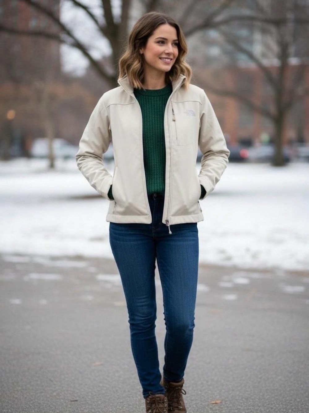 The North Face Women's Light Beige Utility Softshell Jacket